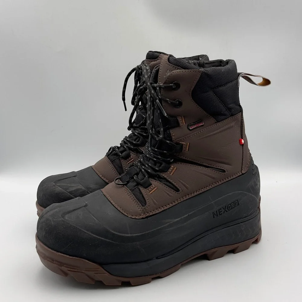 Nexgrip Ice Badland Mens 8 Winter Boots Brown Black 400g Insulated Waterproof